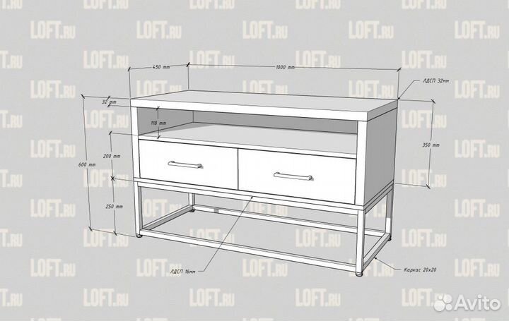 Тв-Тумба Лофт Анкора 6