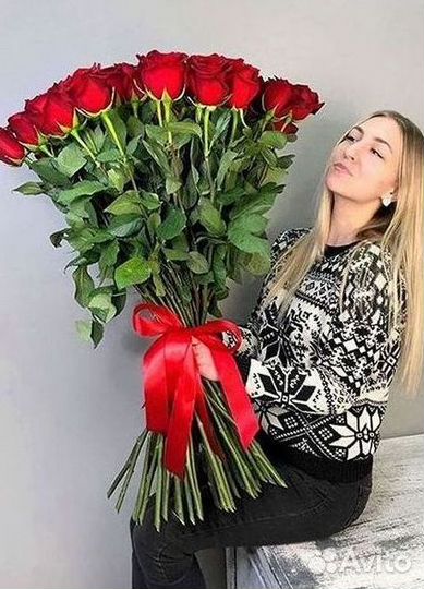 Розы высокие Доставка цветов