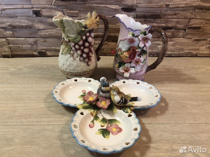 Кувшины и менажница с птичками
