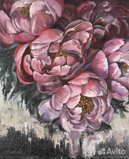 Картина маслом пионы