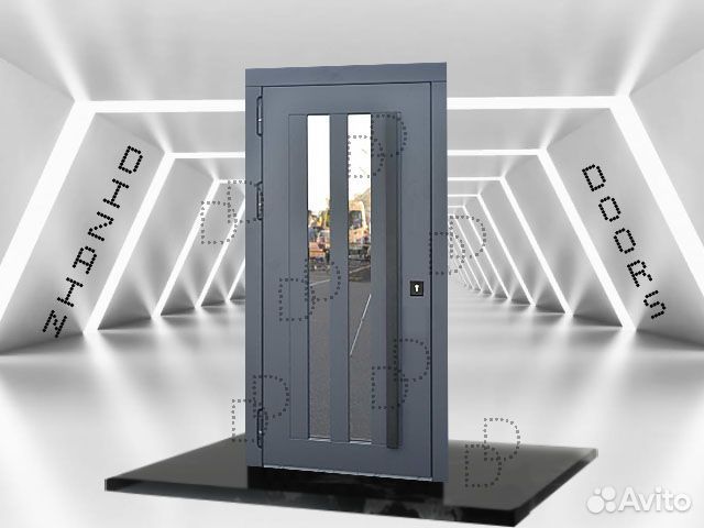 Железная входная дверь с зеркальными вставками