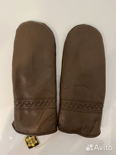 Варежки зимние женские кожаные