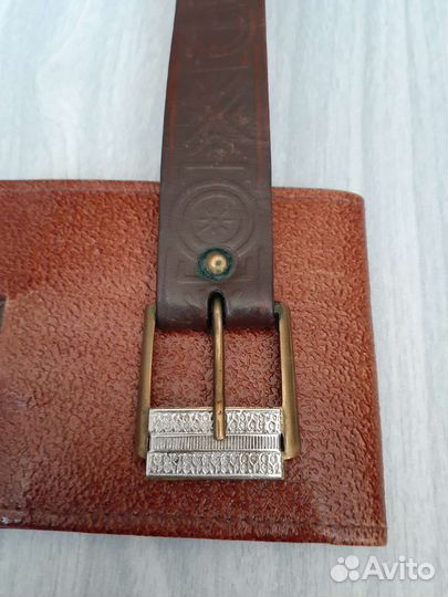 Ремень мужской и портмоне из кожи времен СССР