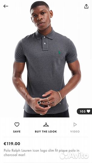 Поло Polo ralph lauren, цвет серый, размер M