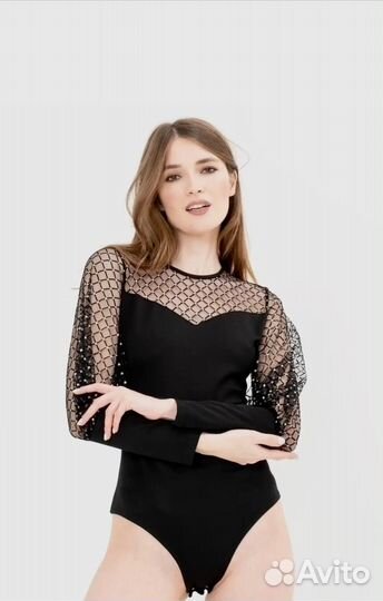 Боди женское черное нарядное все размеры