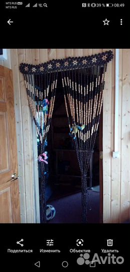 Занавеска в дверной проем деревянная СССР