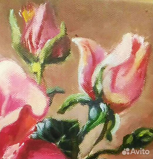 Картина маслом с розами 