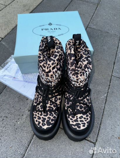 Дутики prada натуральные луноходы угги Леопардовые