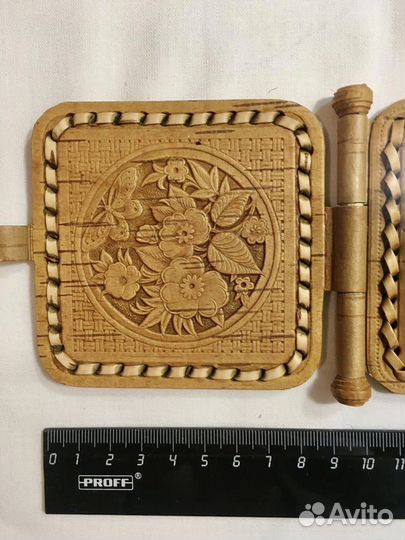 Новое зеркало из бересты карманное