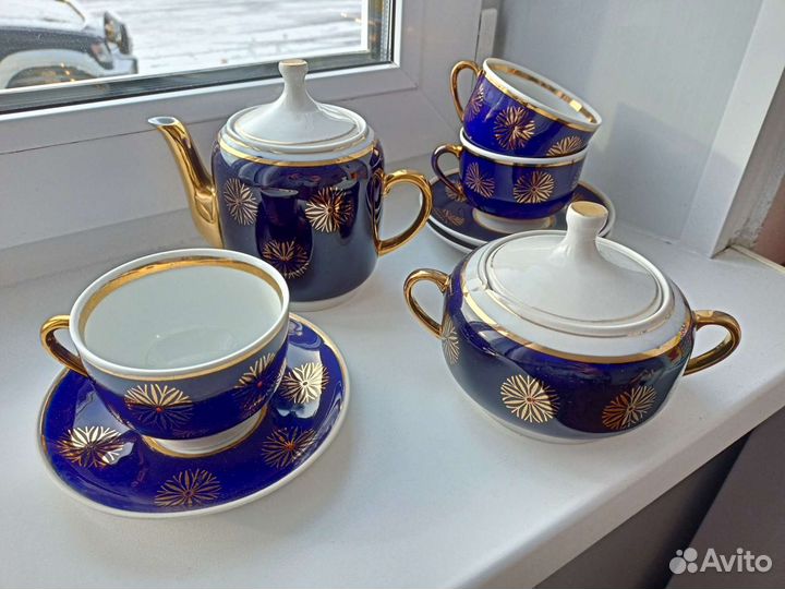Чайный сервиз кобальт Довбывшский фз 1960-1990гг