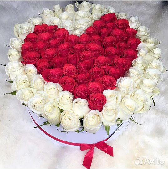 Сердце из роз.Розы в коробке