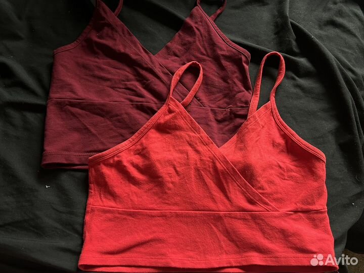 Топики твое M красный и бордовый на лямках