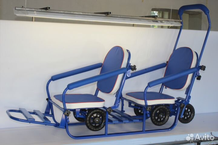 Двухместные санки с 6 колесами