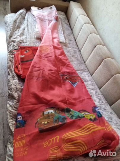 Шторы, тюль. тачки, молния маквин