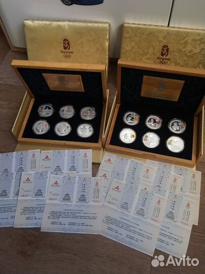 Олимпиада Пекин 2008. Набор 12 x 10 юаней. Серебро
