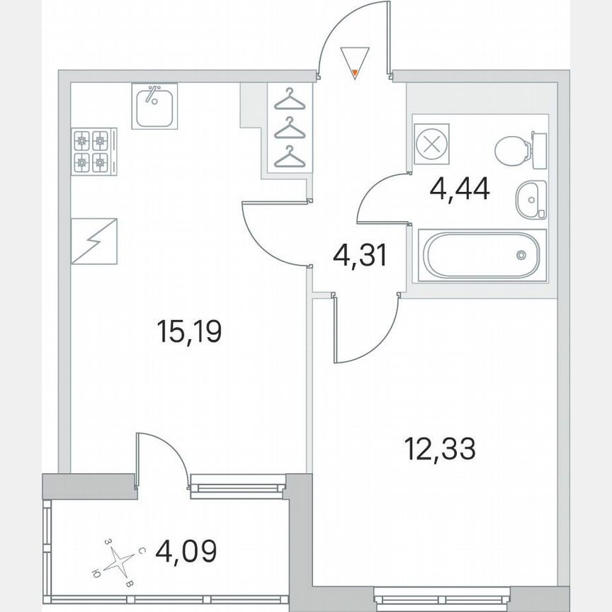 1-к. квартира, 38,3 м², 5/5 эт.