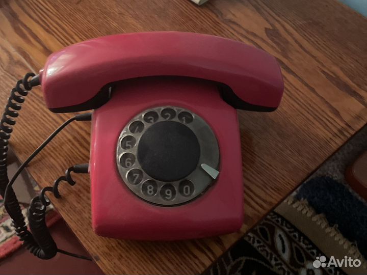 Телефон, ретро, красный