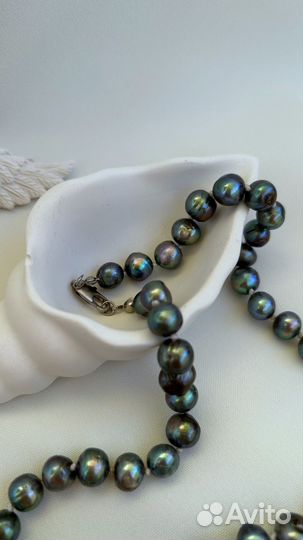 Бусы черный речной жемчуг