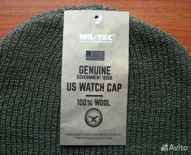 Шапка шерстяная US Watch Cap олива