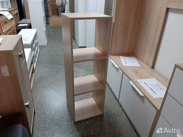 Стеллаж узкий 3 секции дуб сонома
