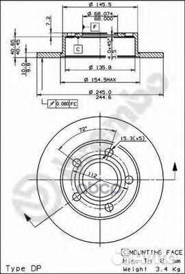 Диск тормозной UV Coated зад 08.8408.11 088
