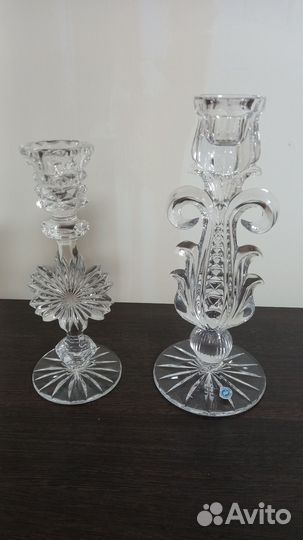 Хрустальные подсвечники, рог, салатники лзхс