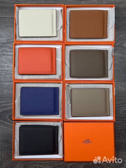 Зажим для денег из натуральной кожи новый hermes