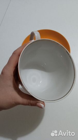 Кружка и блюдцеДулево большая 500мл Золотое яблоко