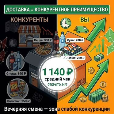 Франшиза доставки рамена, роллов. С пивом