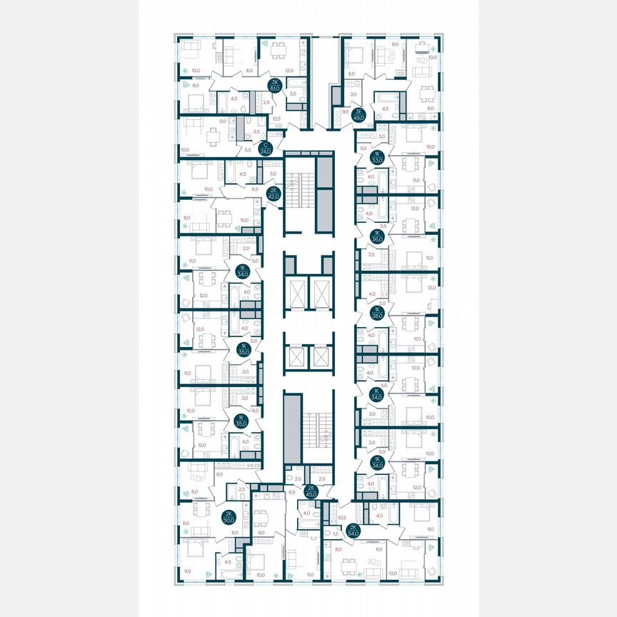 1-к. квартира, 35 м², 24/32 эт.
