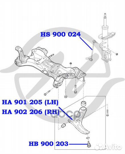 Hanse HA 901 205 Рычаг передней подвески, левый