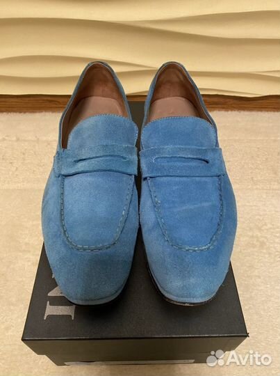 Замшевые мокасины голубого цвета Alba