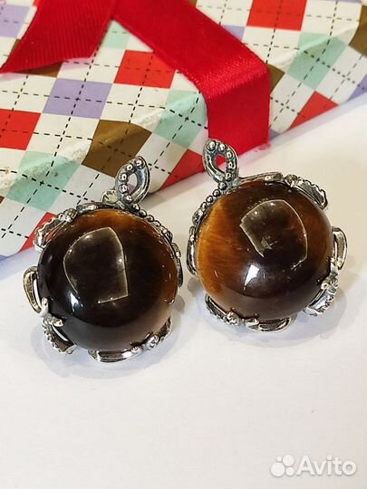 Серьги с тигровым глазом