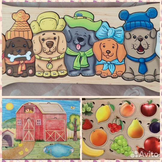 Пазлы головоломки детские деревянные развивающие