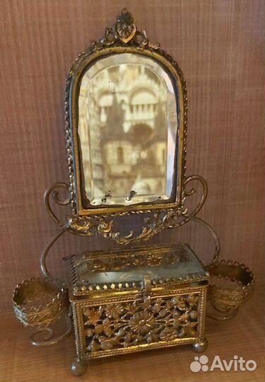 Старинная шкатулка-трюмо/фацетное стекло