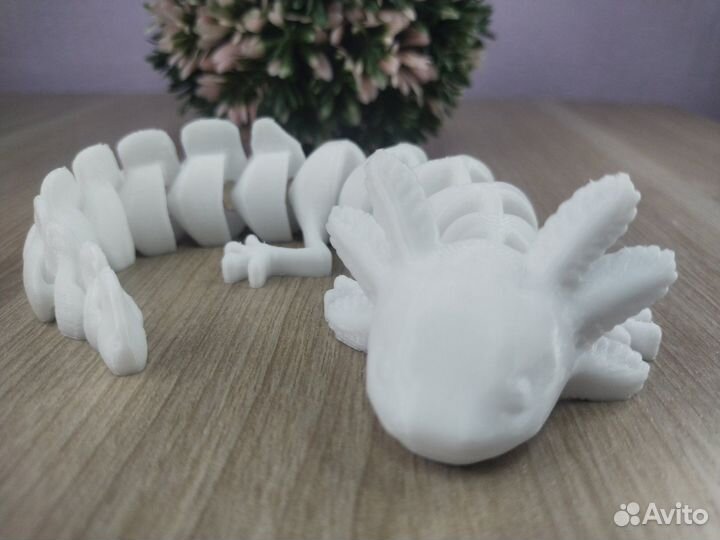 Подвижная игрушка аксолотль -антистресс 3Д белый 2