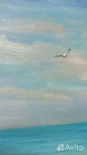 Морской пейзаж маслом картина холст море берег