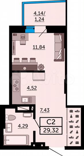 Квартира-студия, 29,2 м², 14/27 эт.