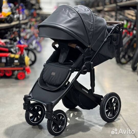 Новая коляска luxmom 808 3в1 темно серая в наличии
