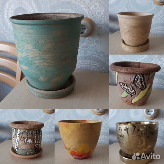 Керамические горшки и поддоны для цветов бу