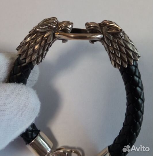 Дизайнерский серебренный браслет Волки