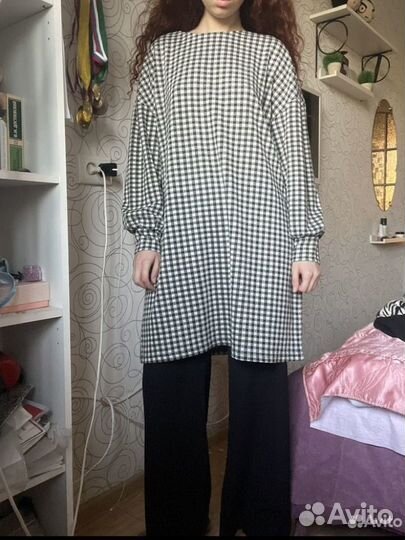 Платье в клетку оверсайз