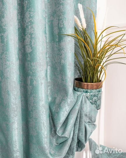 Комплект штор мрамор Зарина Бирюза