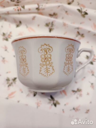 Кофейный сервиз СССР белый с позолотой 6 персон