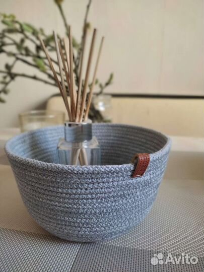 Корзины плетёные шитые для хранения косметики