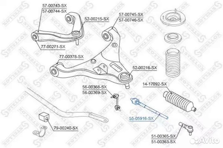 Stellox 5505916SX Тяга рулевая Nissan Navara D40M 03