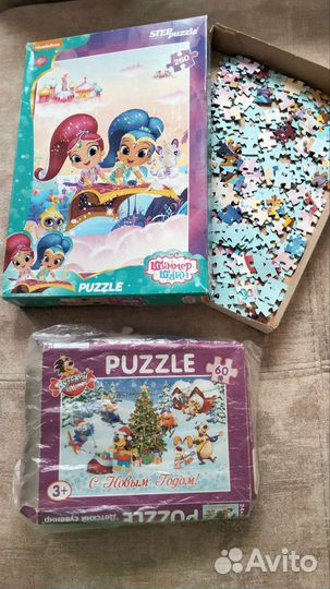 Пазлы 3 картинки, графическая линейка, бусины