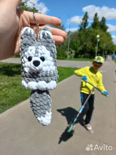 Брелок Хаски (плюшевая игрушка ручной работы)