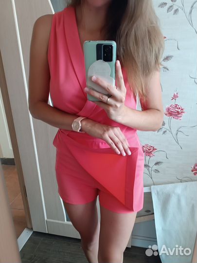 Коралловый женский комбинезон 44/46 Stradivarius