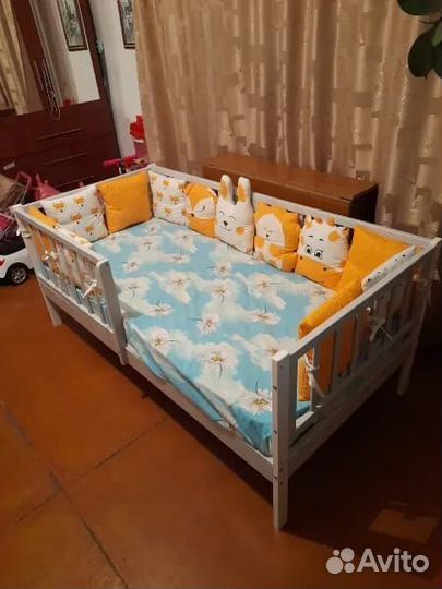 Кроватка из натурального дерева Лисенок высокий бо